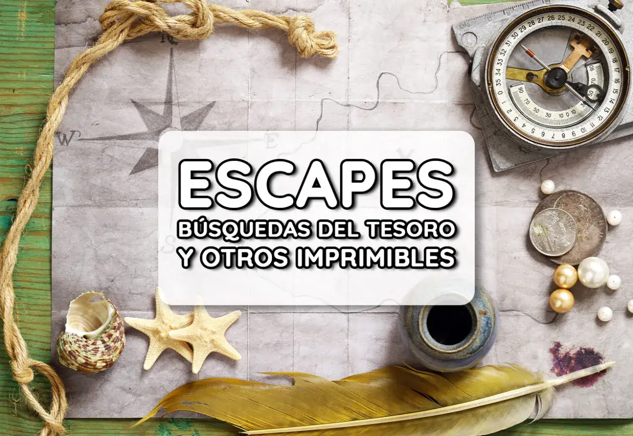 Un juego de pistas preparado con un mapa antiguo, br&uacute;jula, conchas y una pluma. Ideal para b&uacute;squedas del tesoro.