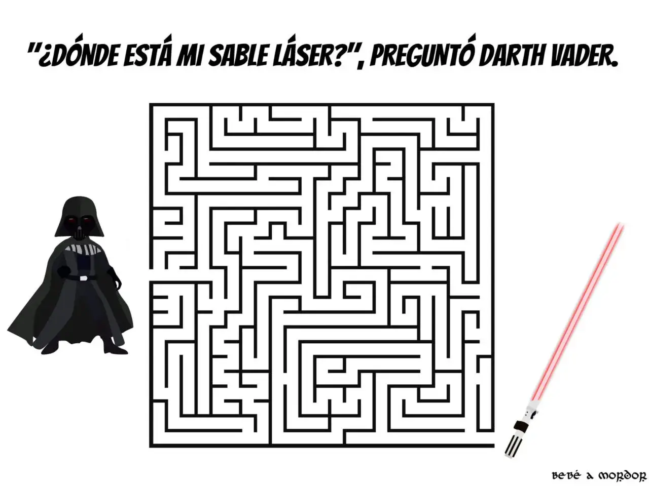 Darth Vader busca su sable láser en este laberinto para imprimir. ¡Ayúdale a encontrarlo!